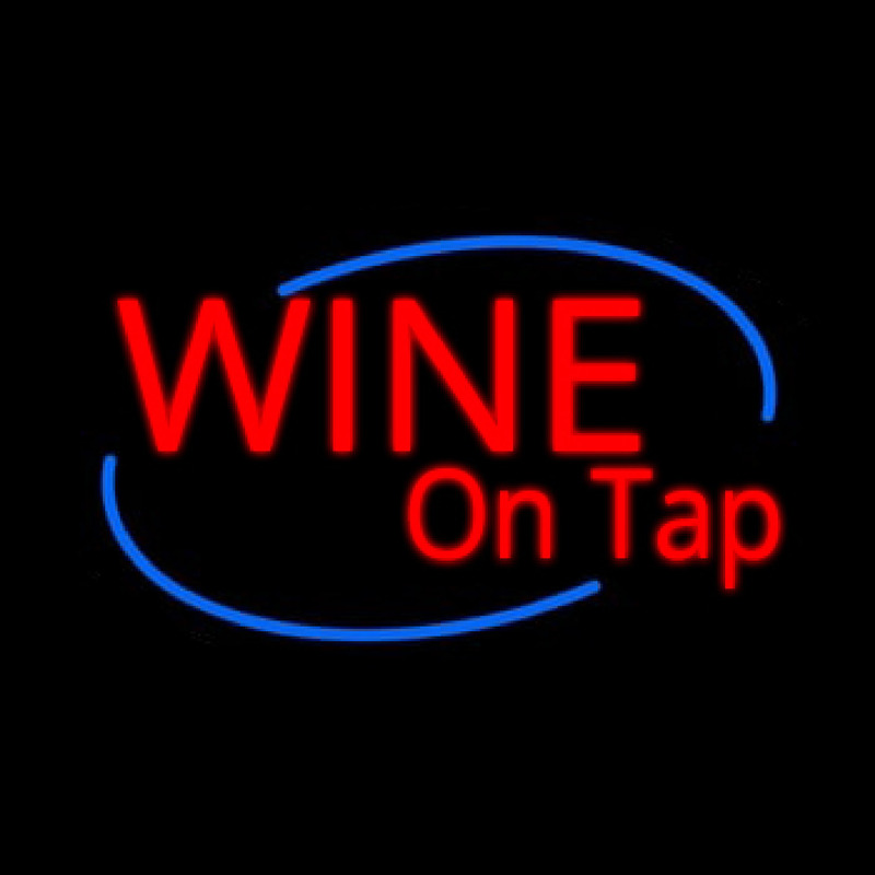 Custom Wine On Tap Oval Neon Skilt