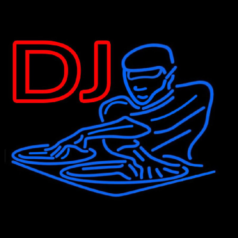 DJ Disc Jockey Disco Music Neon Skilt