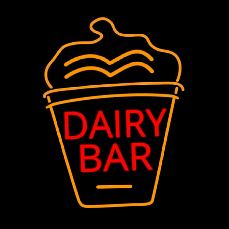 Dairy Bar With Logo Neon Skilt