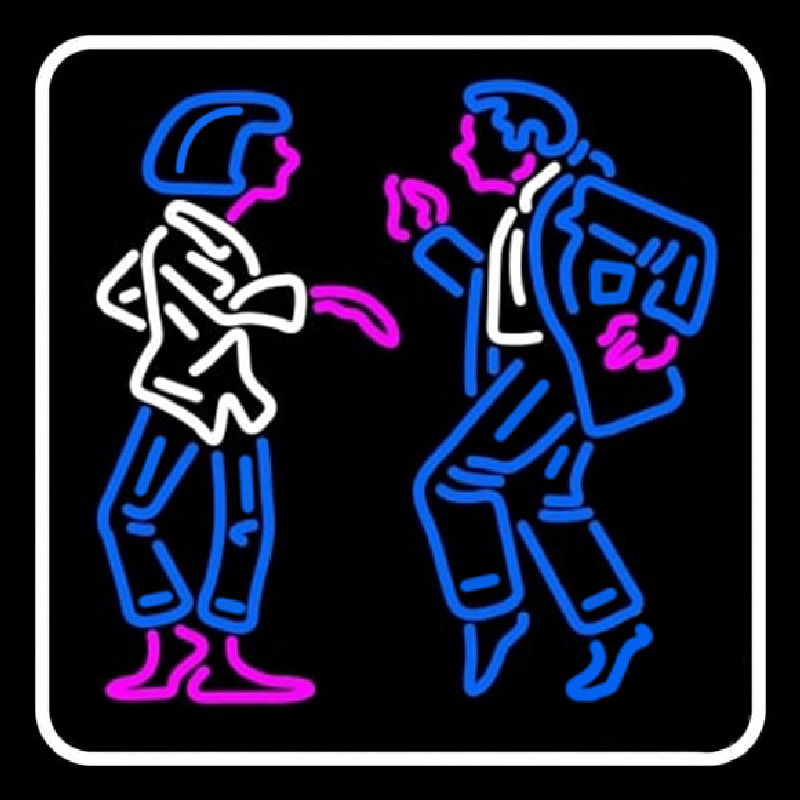 Dancing Couple With White Border Neon Skilt