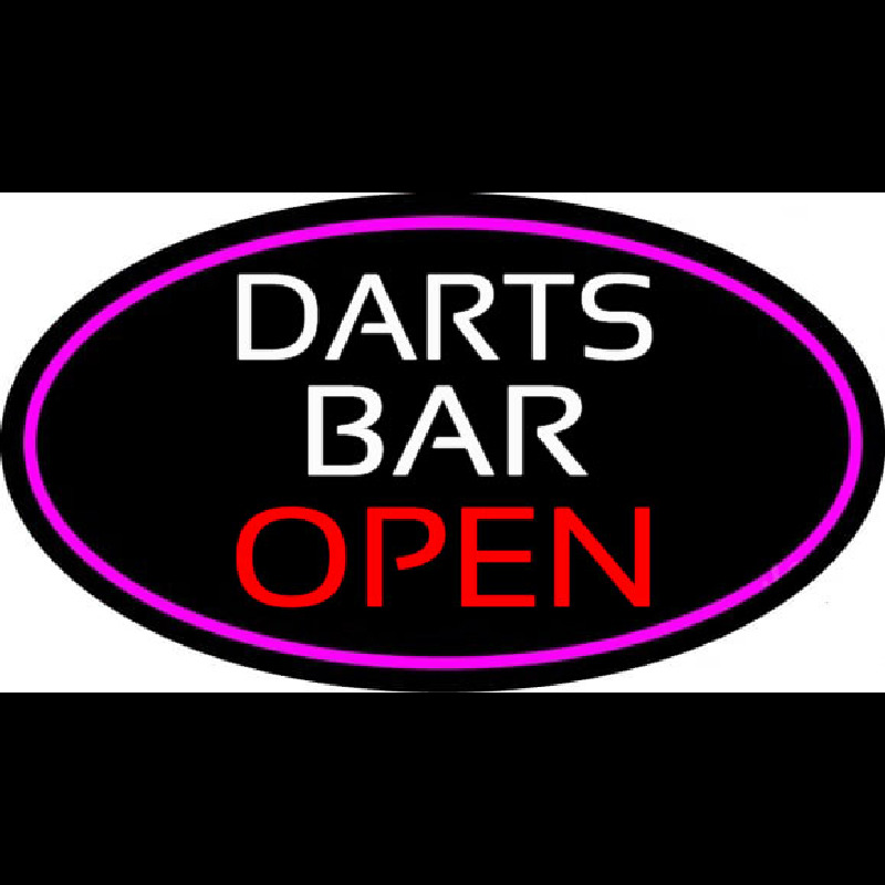 Dart Bar Open Oval With Pink Border Neon Skilt
