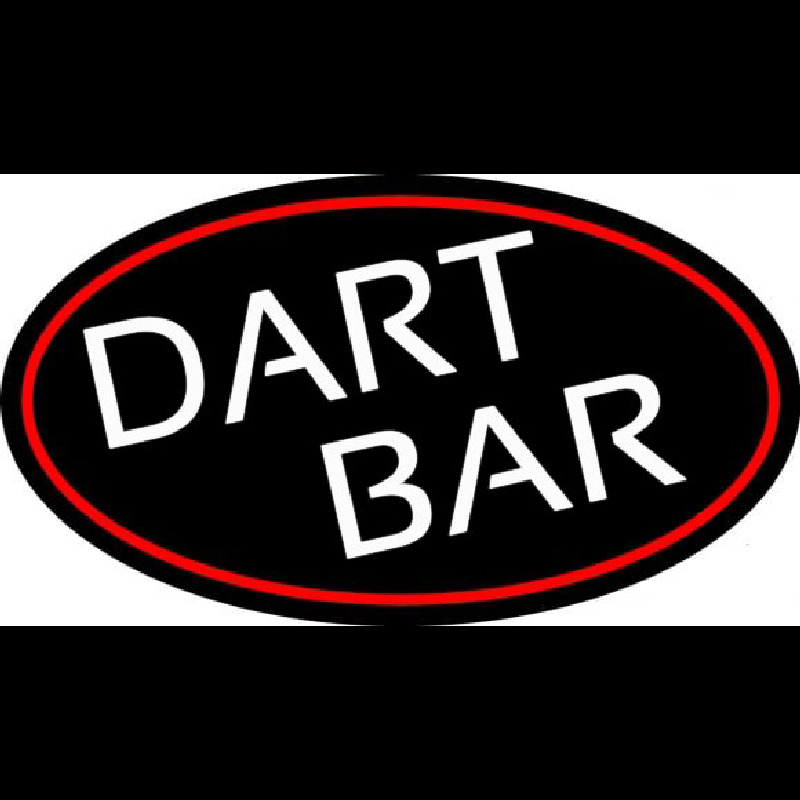 Dart Bar With Oval With Red Border Neon Skilt