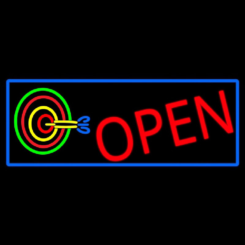 Dart Board Open With Blue Border Neon Skilt