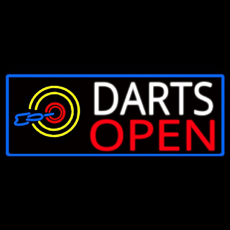 Dart Board Open With Blue Border Neon Skilt