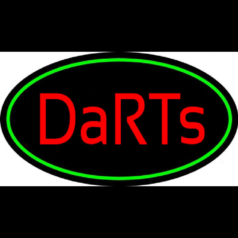 Darts Oval With Green Border Neon Skilt