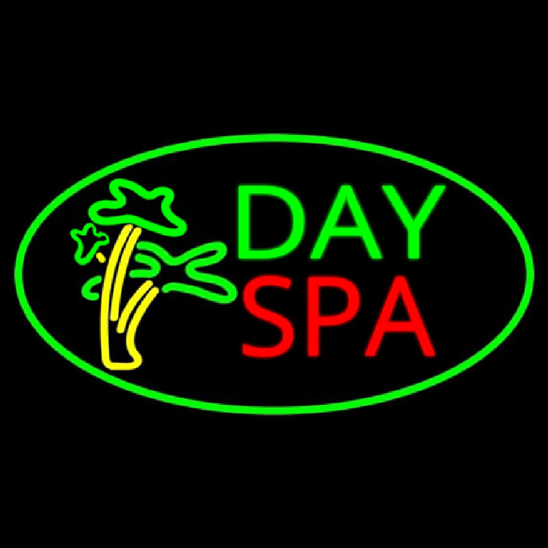 Day Spa With Palm Trees Neon Skilt