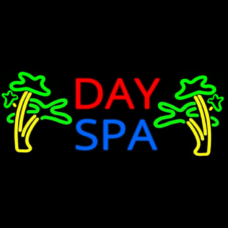 Day Spa With Palm Trees Neon Skilt