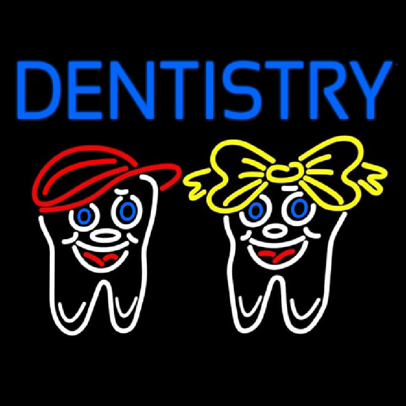 Dentistry With Teeth Logo Neon Skilt