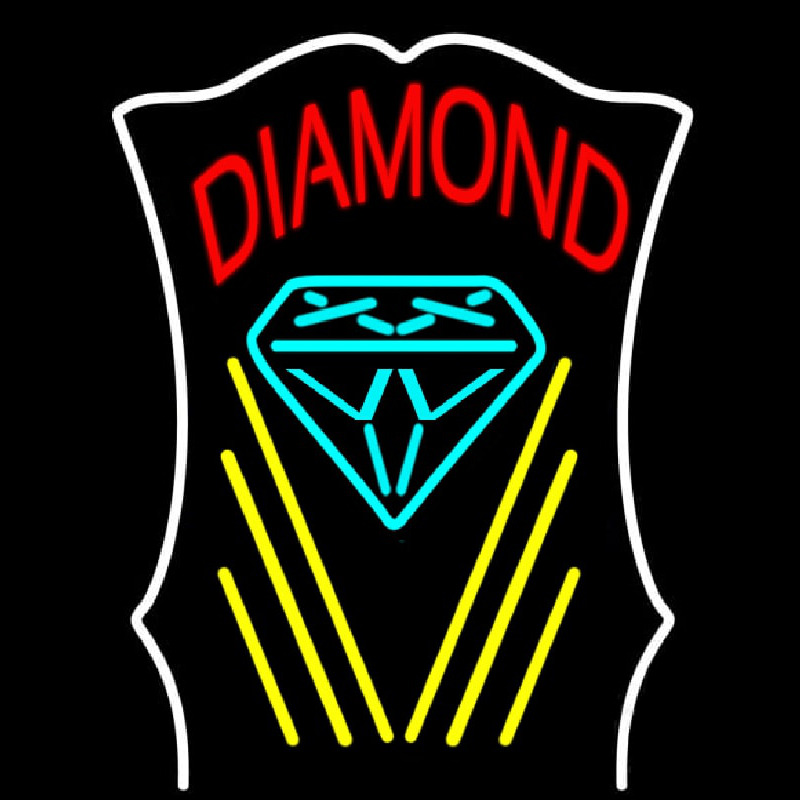 Diamond With White Border Neon Skilt