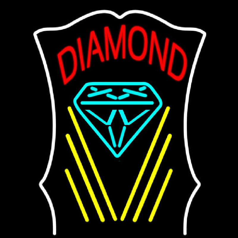 Diamond With White Border Neon Skilt