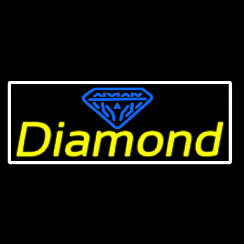 Diamond Yellow White Border Neon Skilt