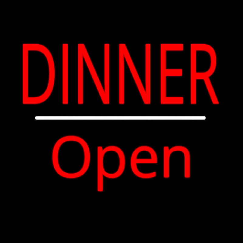 Dinner Open White Line Neon Skilt