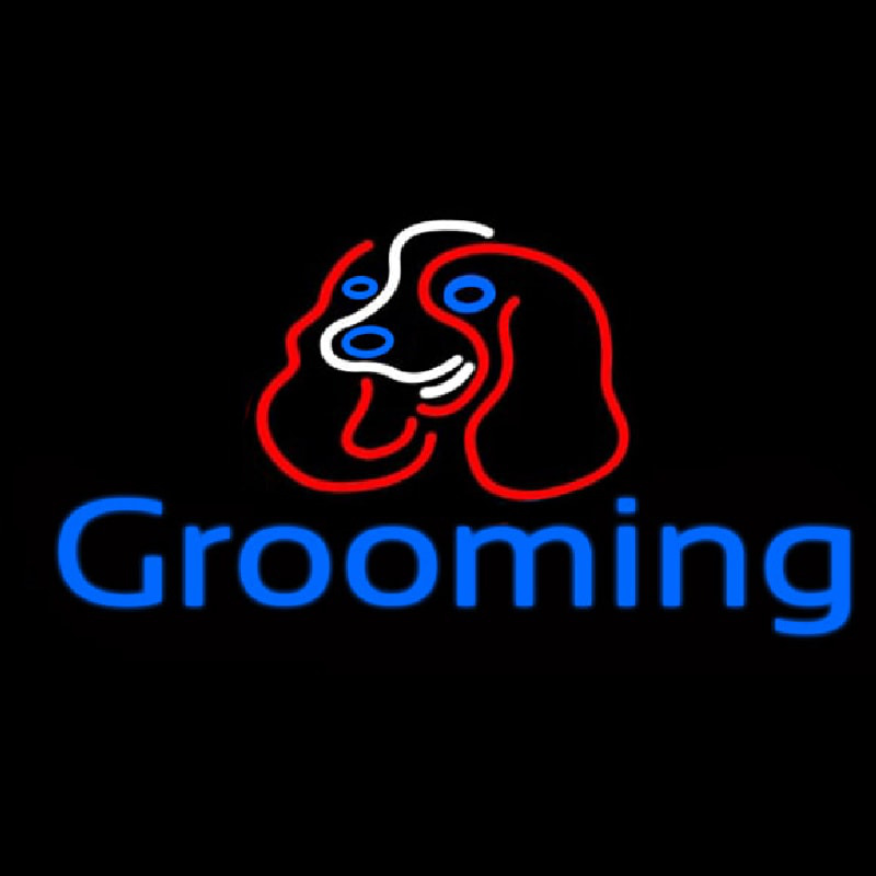 Dog Blue Grooming Neon Skilt