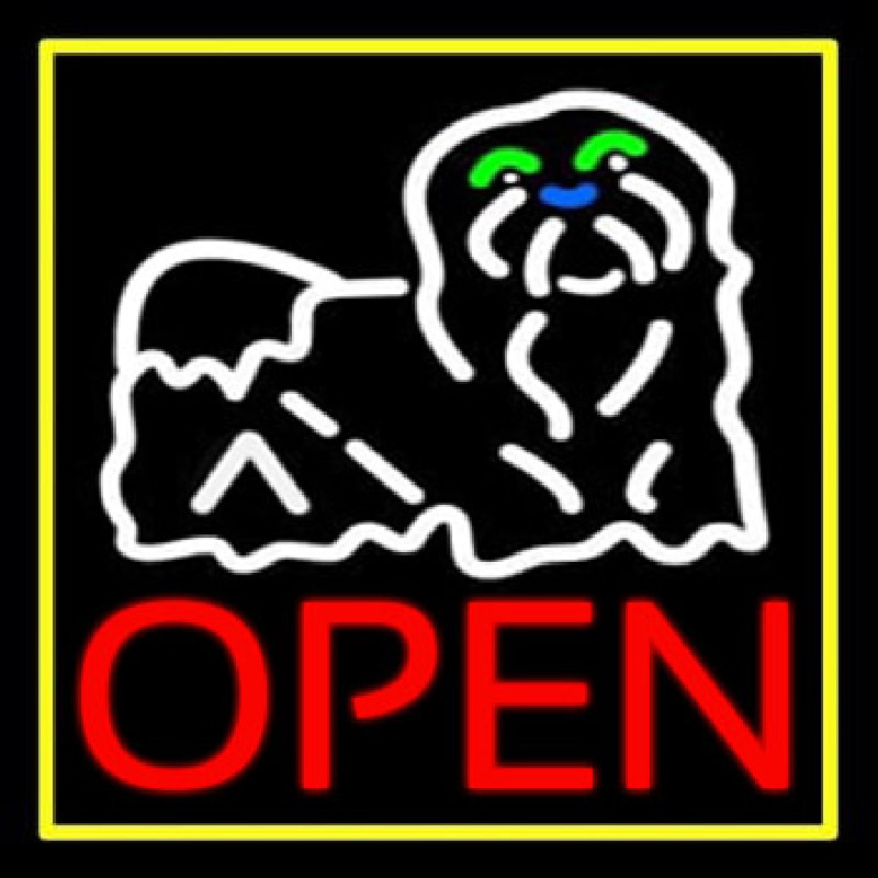 Dog Red Open Neon Skilt