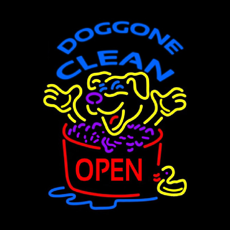 Doggone Clean Open Neon Skilt
