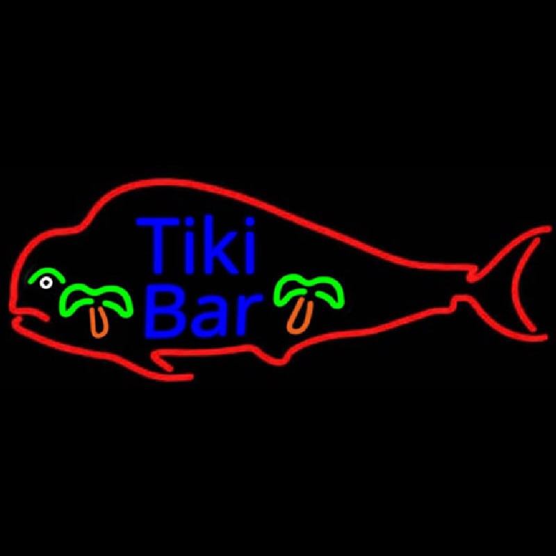 Dolphin Tiki Bar Real Neon Glass Tube Neon Skilt