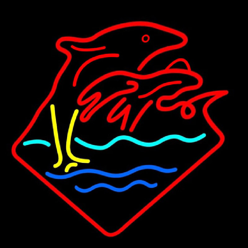 Dolphin With Sea Neon Skilt