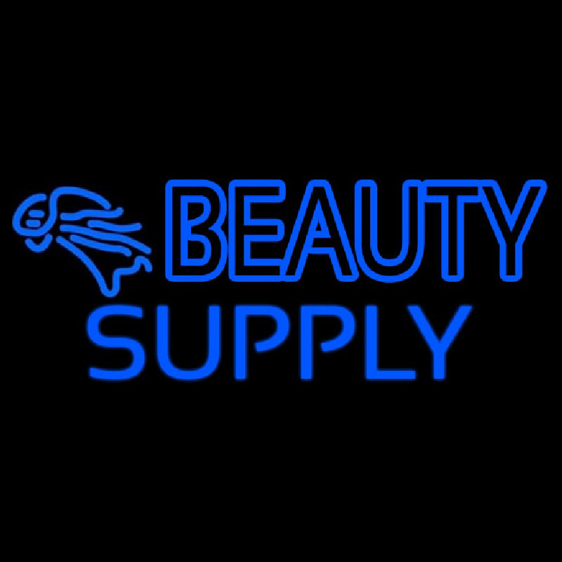Double Stroke Blue Beauty Supply Neon Skilt