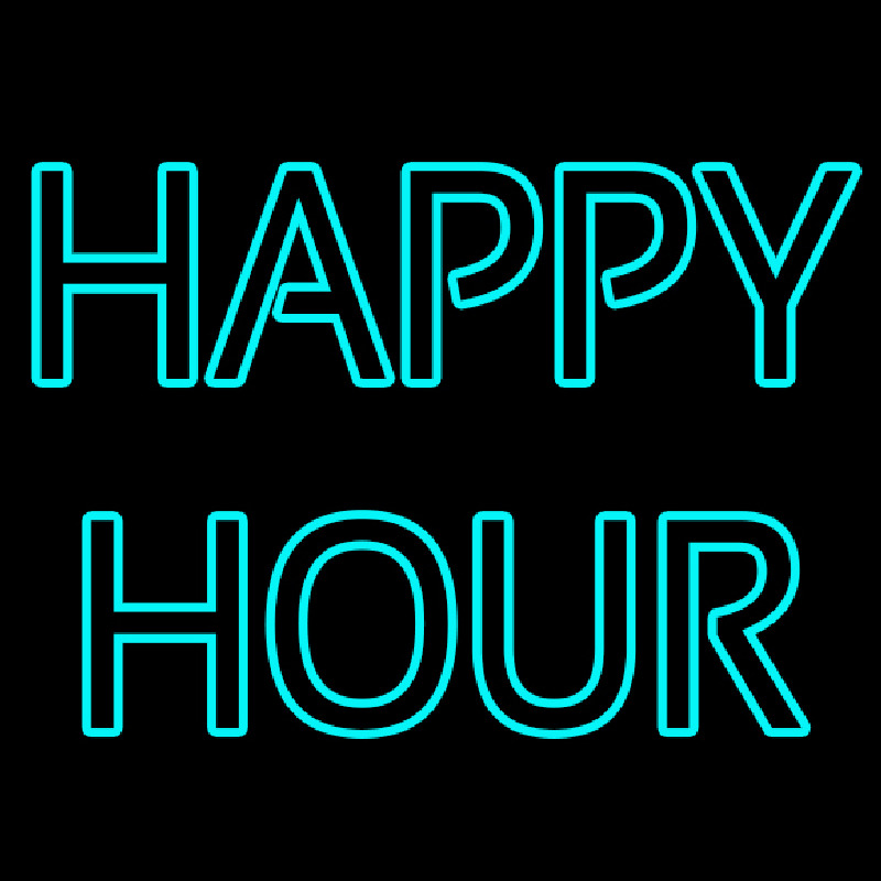 Double Stroke Happy Hour Neon Skilt