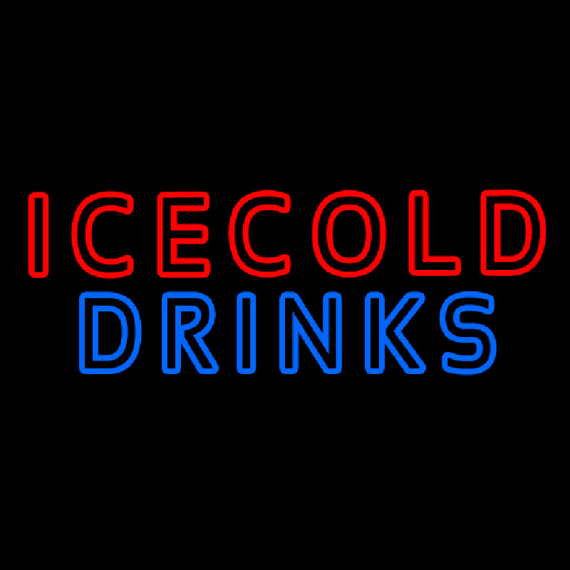 Double Stroke Ice Cold Drinks Neon Skilt