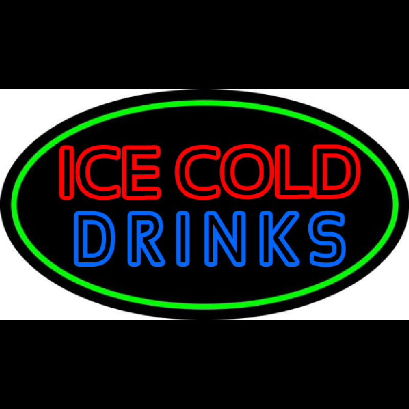 Double Stroke Ice Cold Drinks Neon Skilt