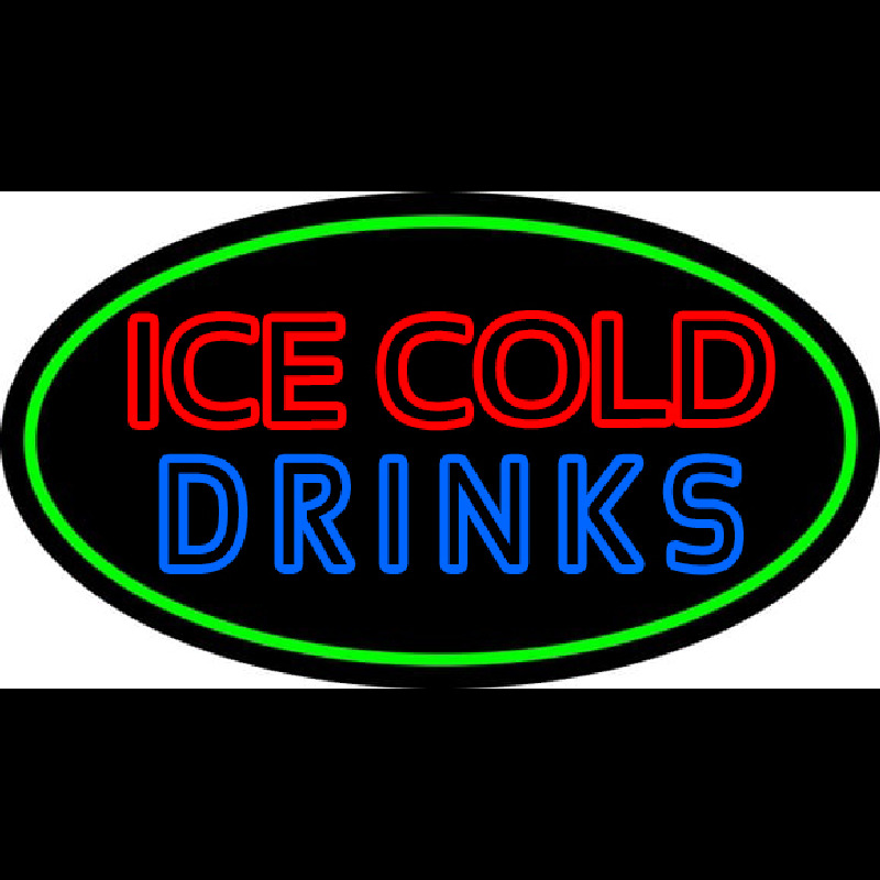 Double Stroke Ice Cold Drinks Neon Skilt