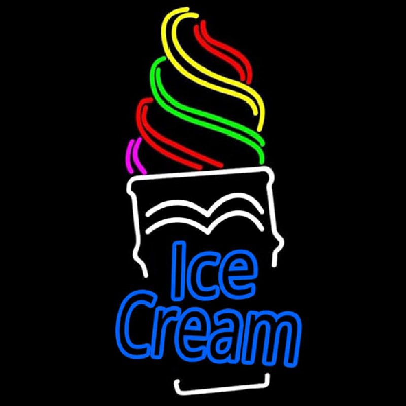 Double Stroke Ice Cream Cone Neon Skilt