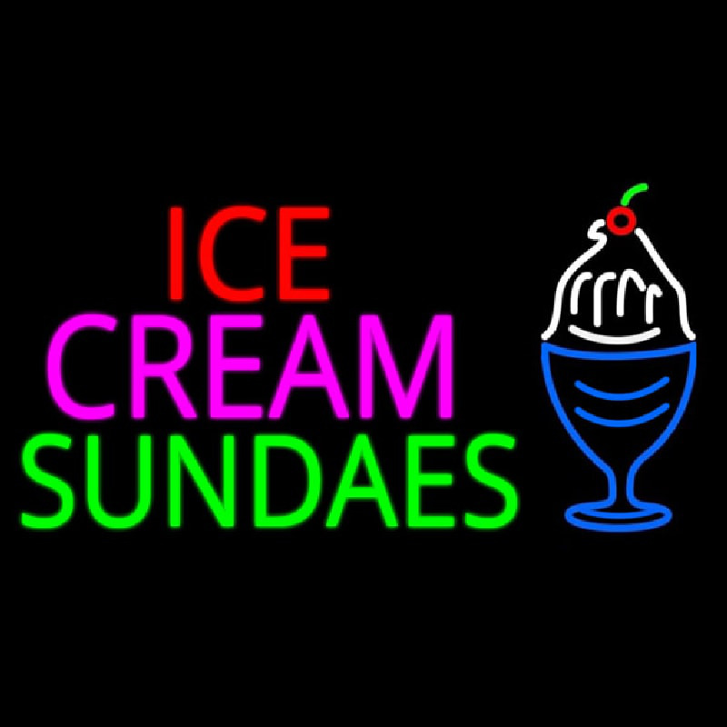 Double Stroke Ice Cream Sundaes Neon Skilt