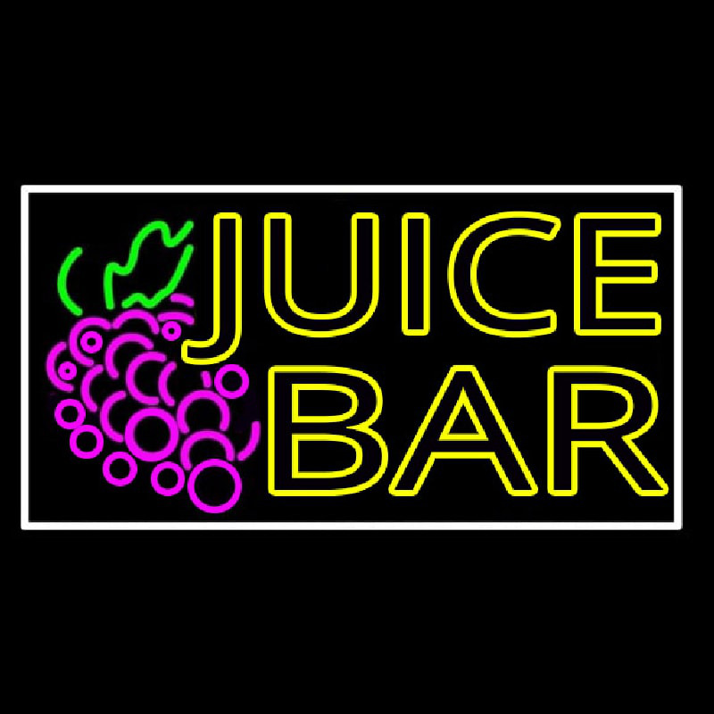 Double Stroke Juice Bar With Grapes Neon Skilt