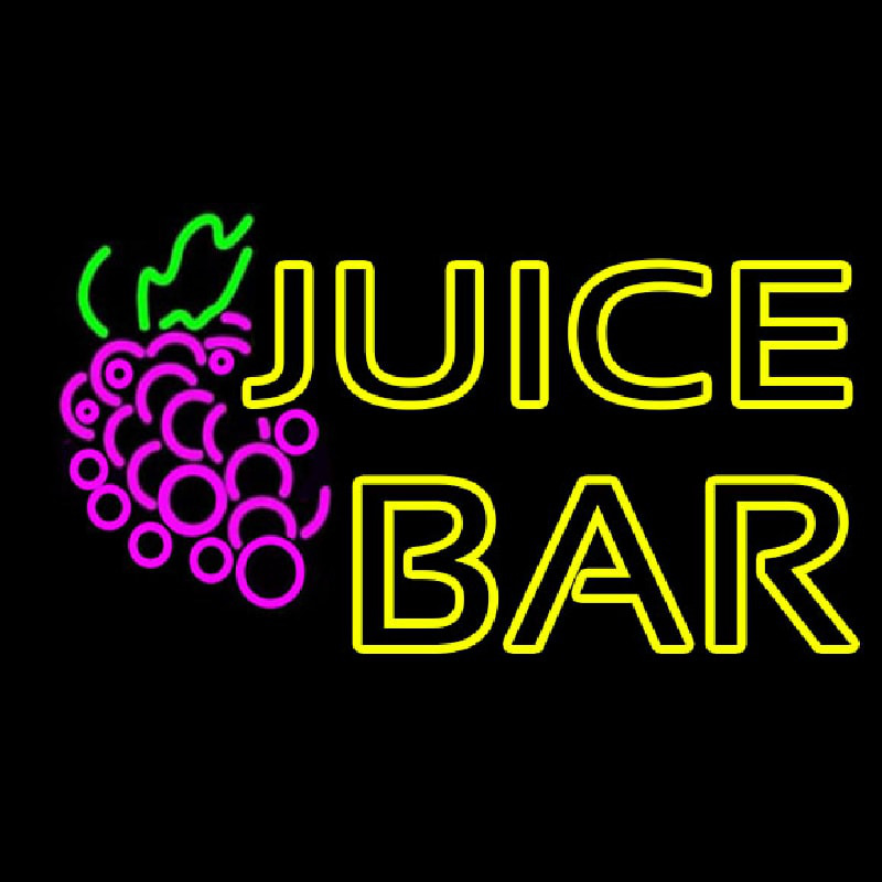 Double Stroke Juice Bar With Grapes Neon Skilt