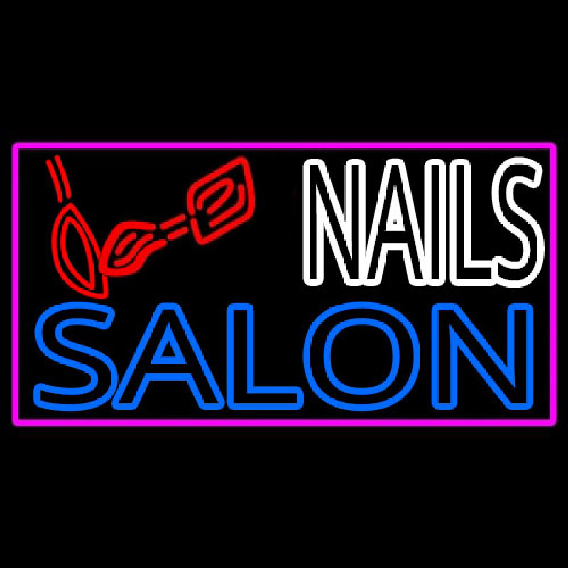 Double Stroke Nail Salon Logo Neon Skilt