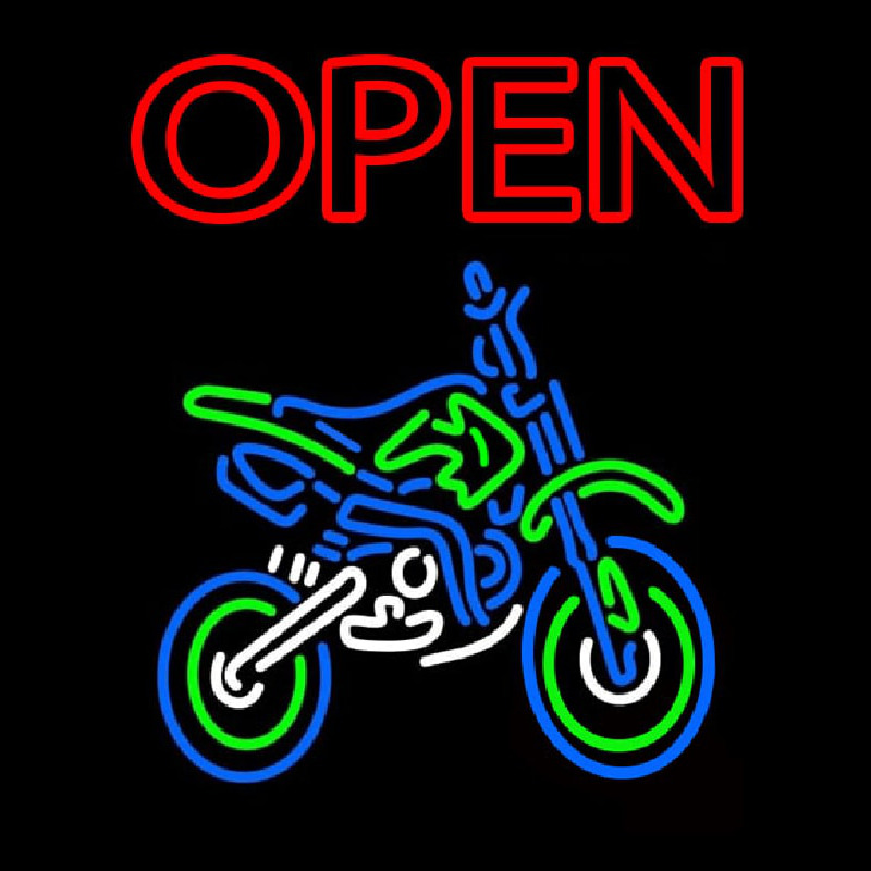 Double Stroke Red Open Bike Logo Neon Skilt