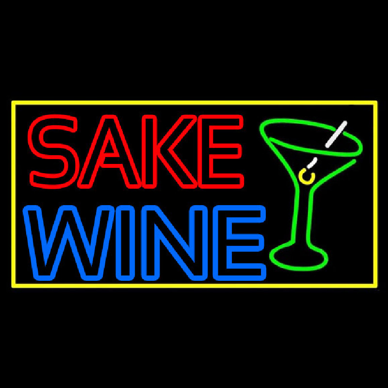 Double Stroke Sake Wine With Glass 1 Neon Skilt