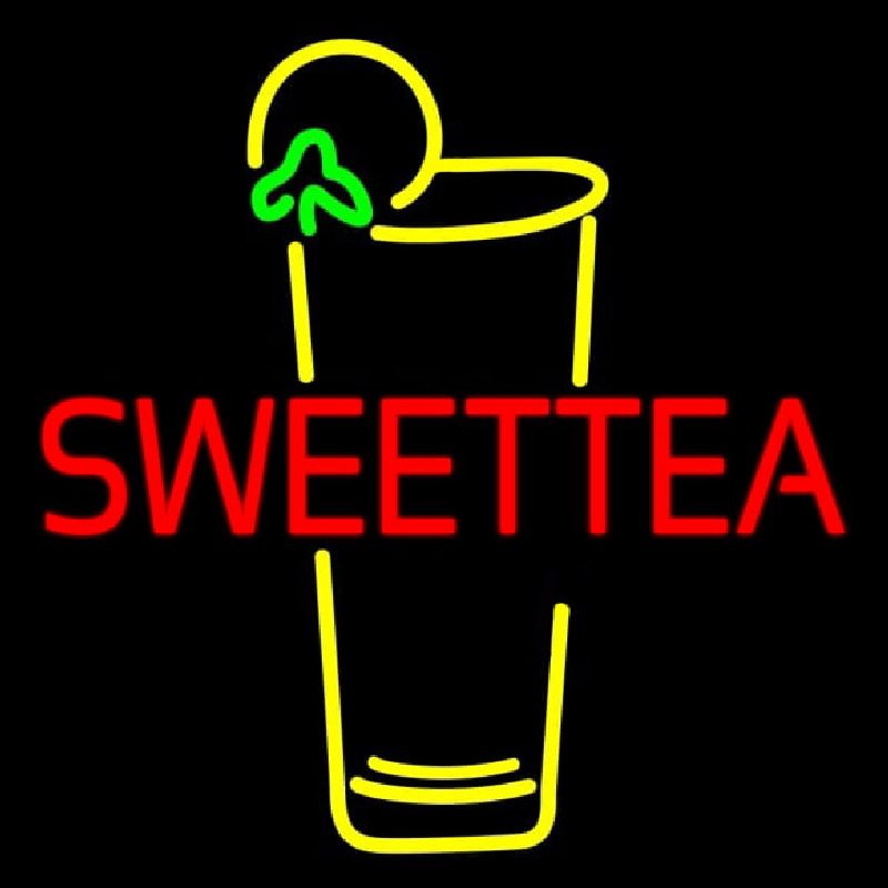 Double Stroke Sweet Tea With Glass Neon Skilt