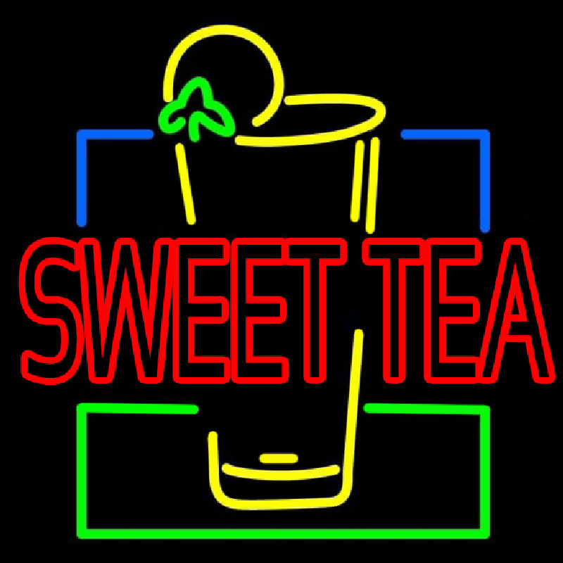 Double Stroke Sweet Tea With Glass Neon Skilt