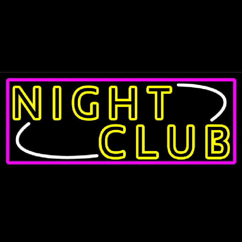 Double Stroke Yellow Night Club Pink Border Neon Skilt