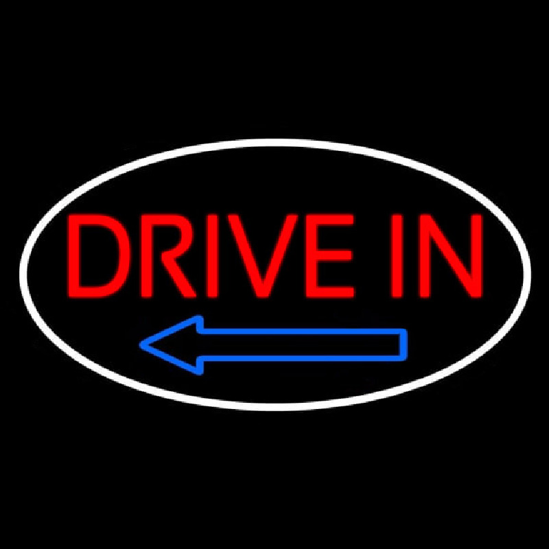 Drive In Arrow With Border Neon Skilt