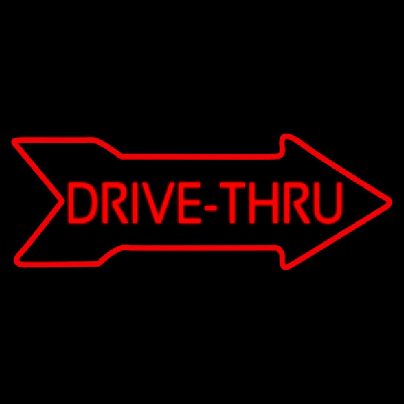 Drive Thru With Arrow Neon Skilt