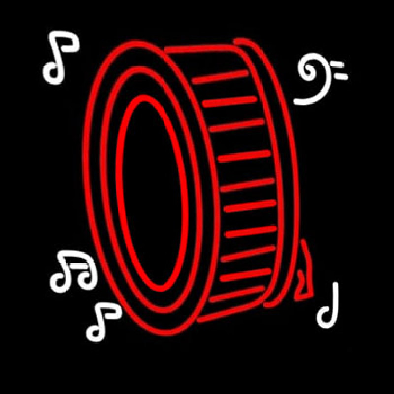Drum Musical Note Logo Neon Skilt