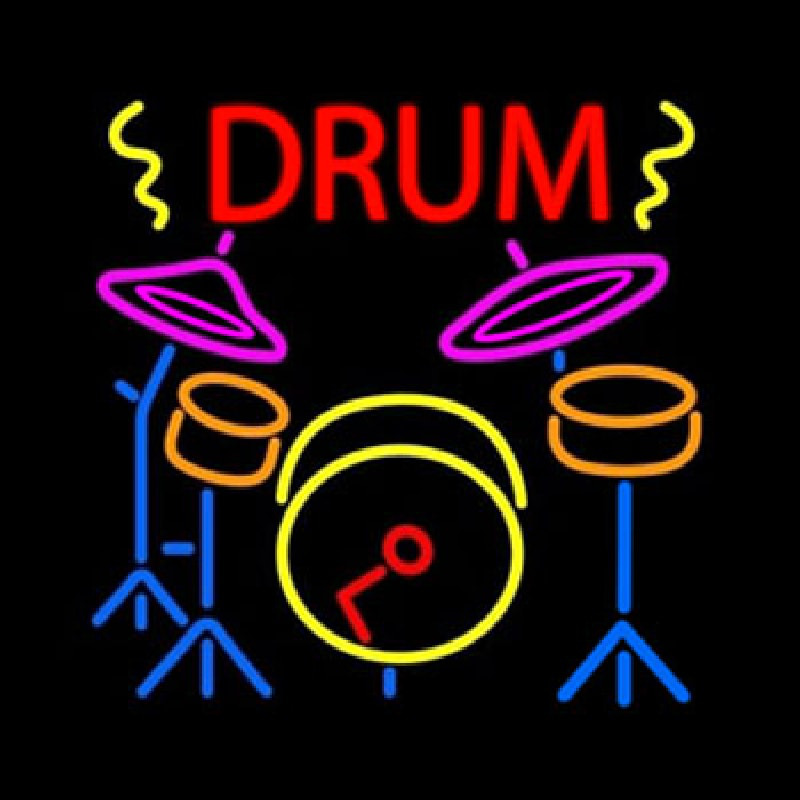 Drum Set  Neon Skilt