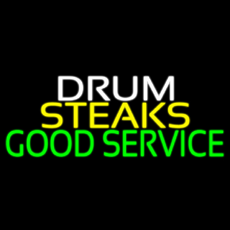 Drum Steaks Good Service Block 1 Neon Skilt