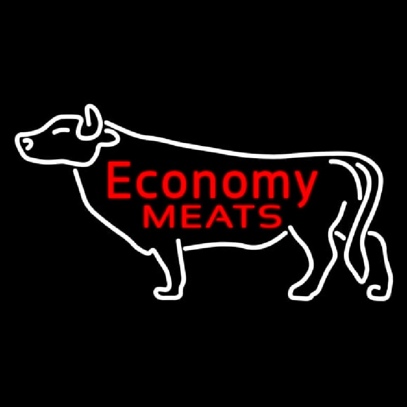 Economy Meats Neon Skilt