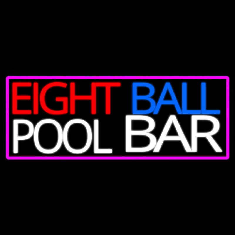 Eight Ball Pool Bar With Pink Border Neon Skilt