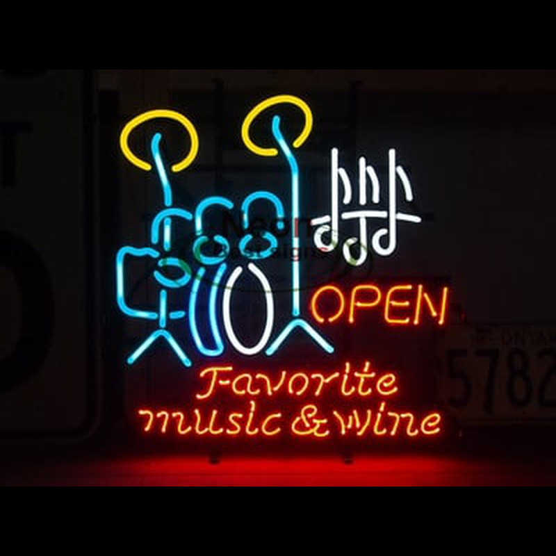 FAVORITE MUSIC WINE Neon Skilt