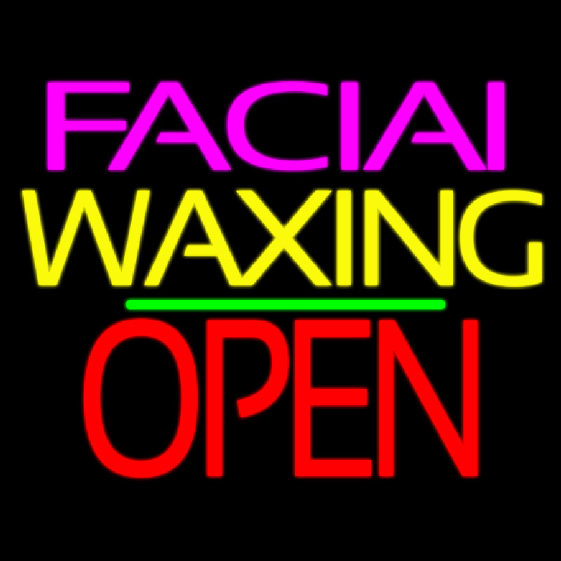 Facial Wa ing Block Open Green Line Neon Skilt