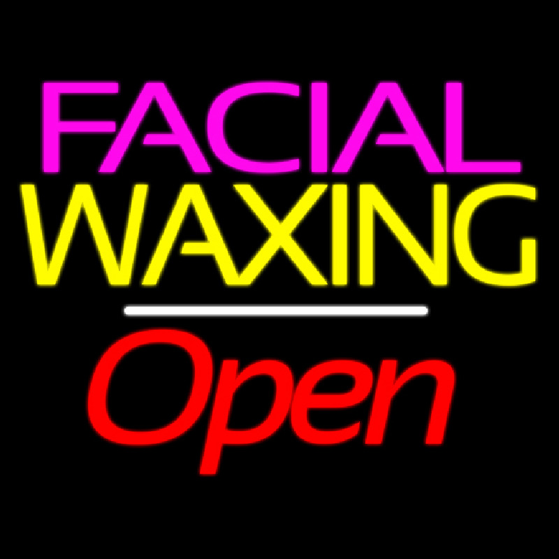 Facial Wa ing Open White Line Neon Skilt