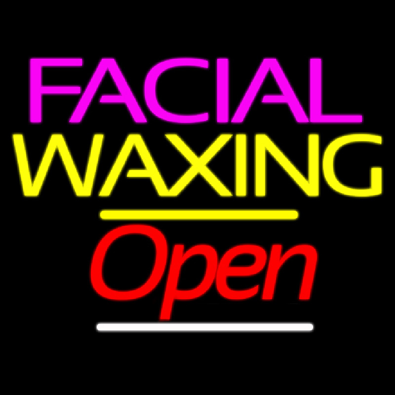 Facial Wa ing Open Yellow Line Neon Skilt