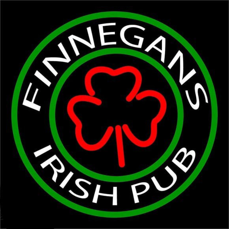 Finnegans Round Te t With Clover Beer Sign Neon Skilt
