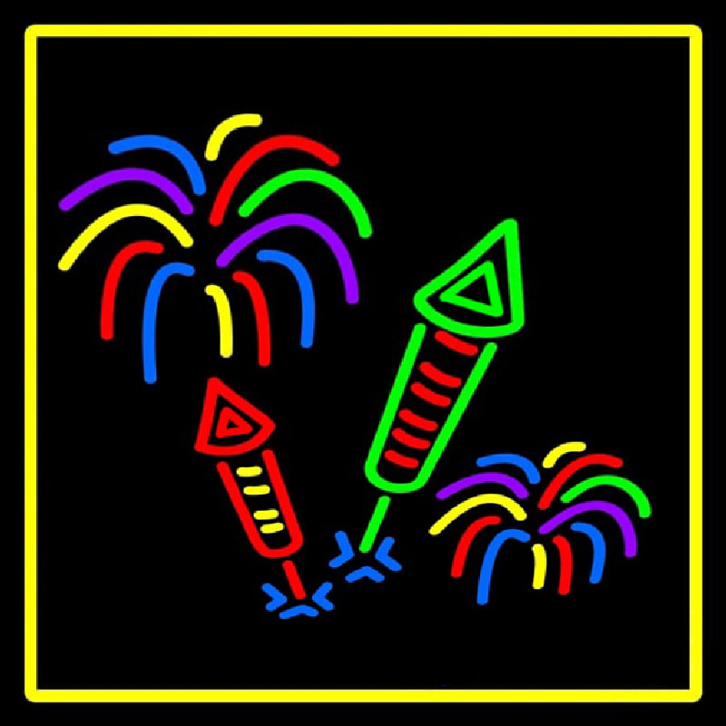 Fire Work With Multi Color 1 Neon Skilt