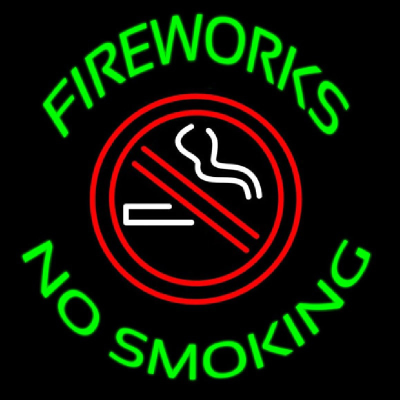 Fire Works No Smoking With Logo 2 Neon Skilt